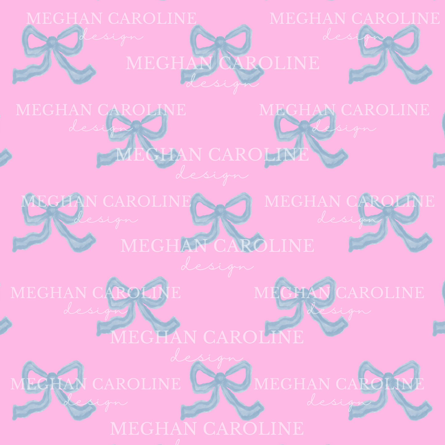 Blue Bow - Hot Pink