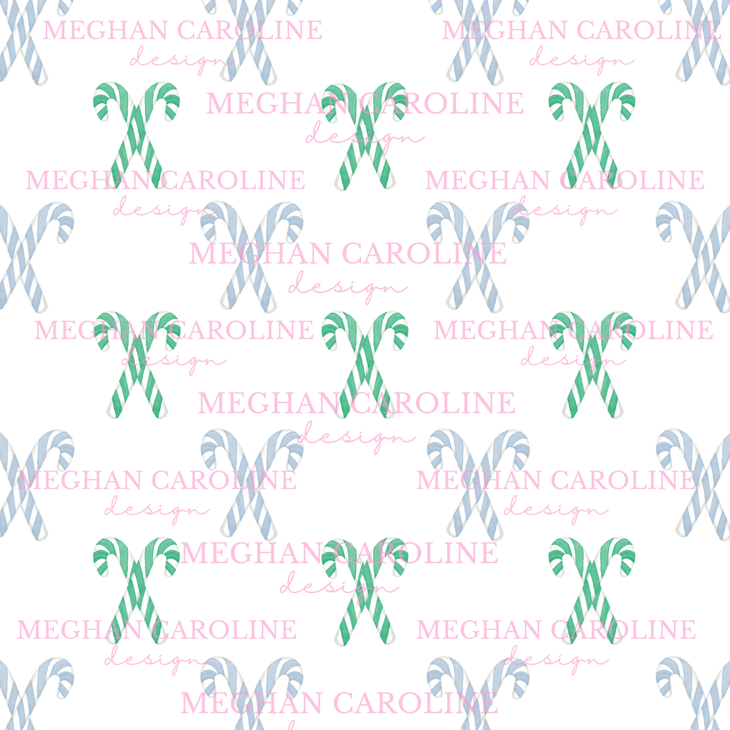 Candy Canes - Blue & Green - White
