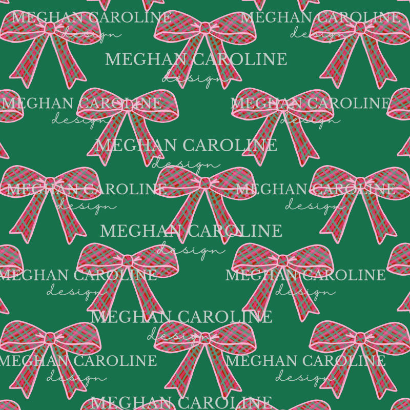 Red Gingham Bow - Green