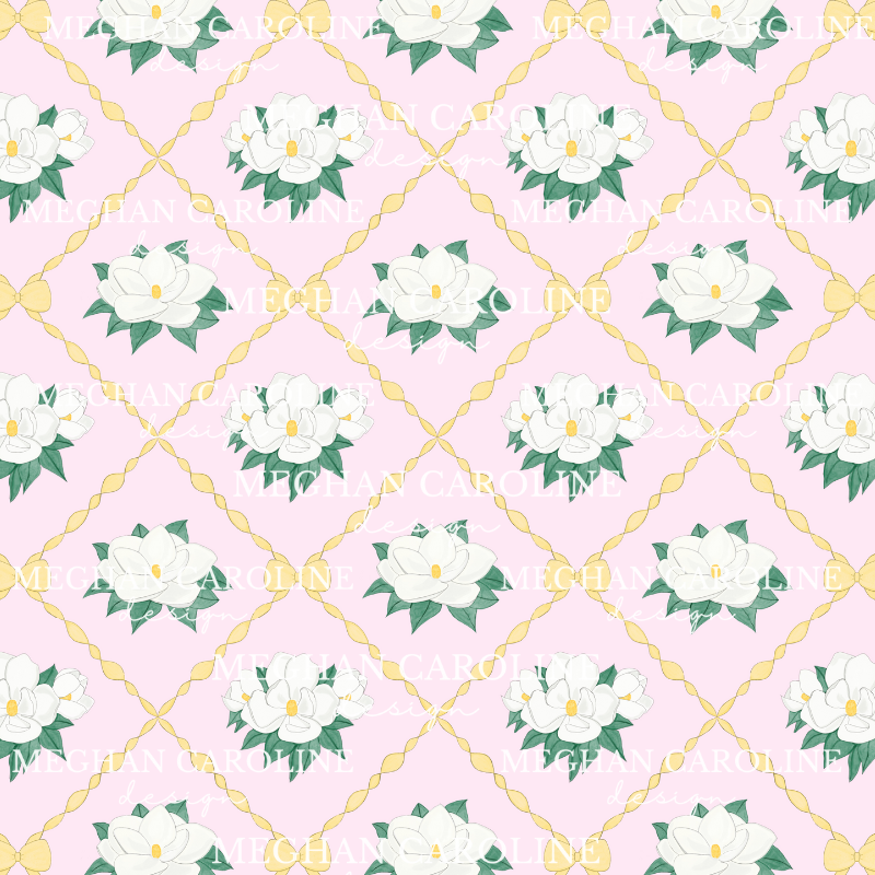Magnolias with Yellow Bows - Pink
