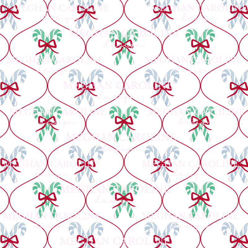 Candy Canes - Blue & Green with Red Bows