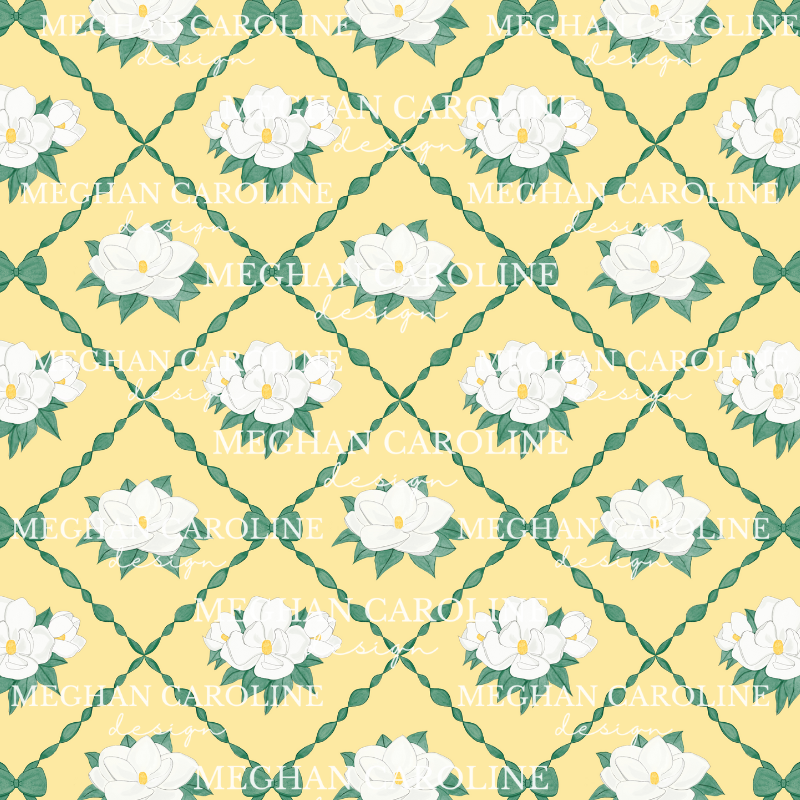 Magnolias with Green Bows - Yellow