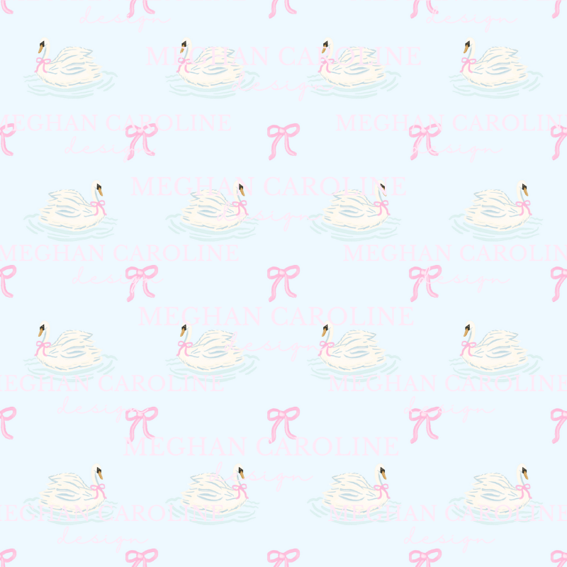 Blue Swans with Pink Bows - Blue