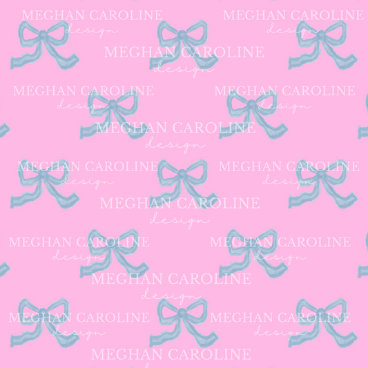 Blue Bow - Hot Pink