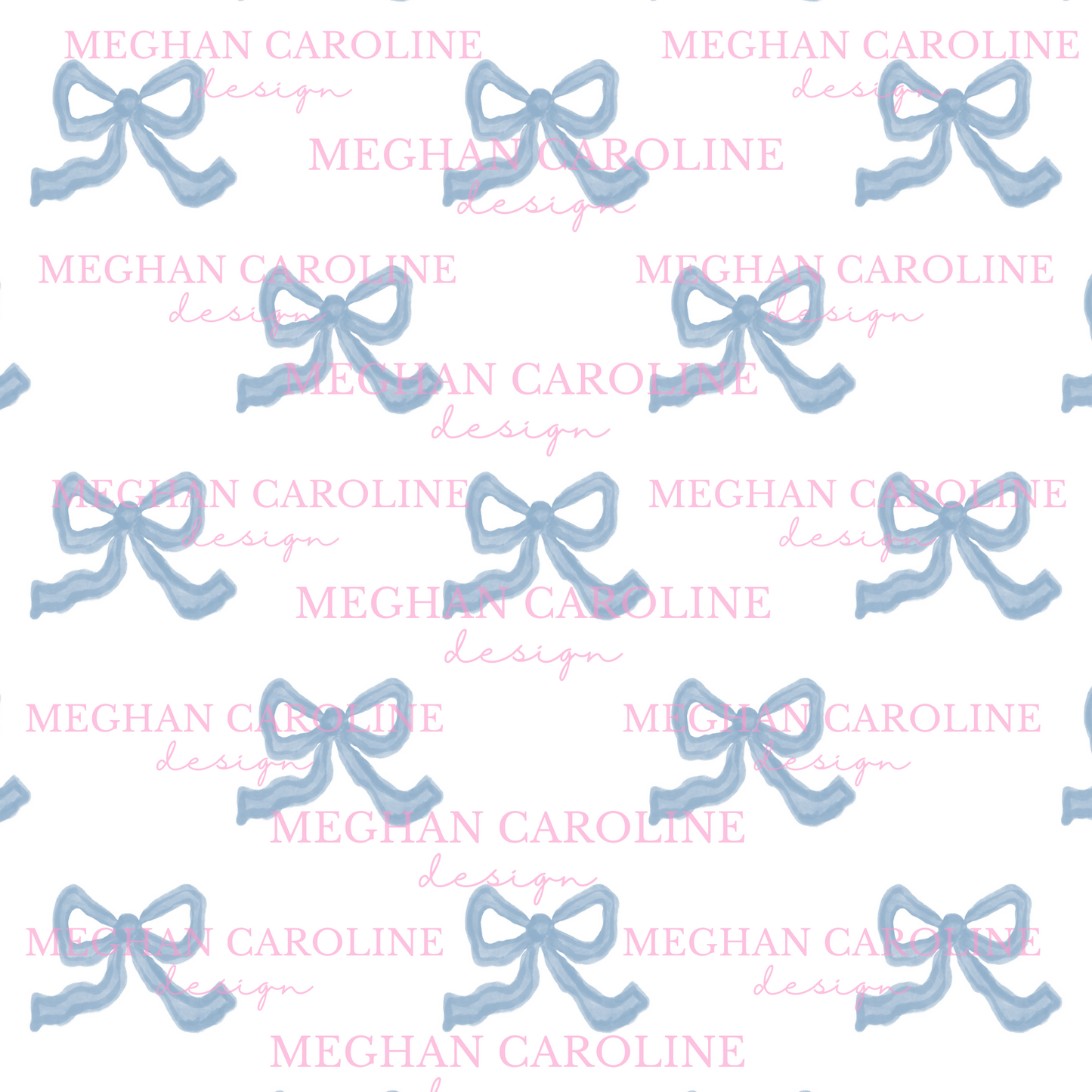 Blue Bow - White