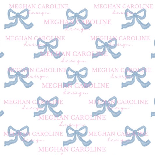 Blue Bow - White