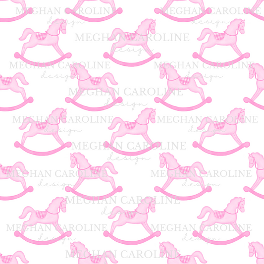 Pink Rocking Horse - White