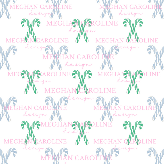 Candy Canes - Blue & Green - White