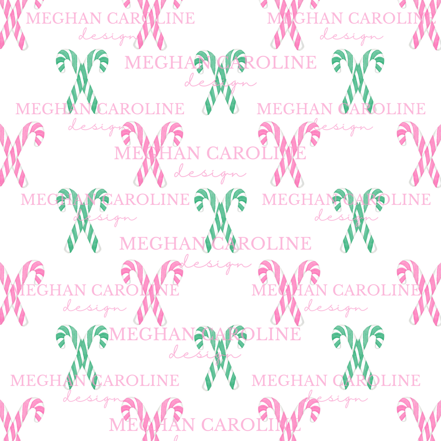 Candy Canes - Pink & Green - White