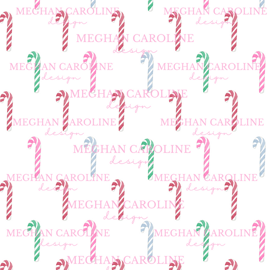 Colorful Candy Canes - White