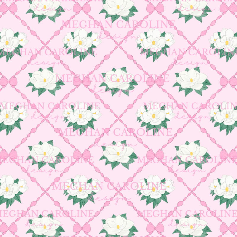 Magnolias with Pink Bows - Pink