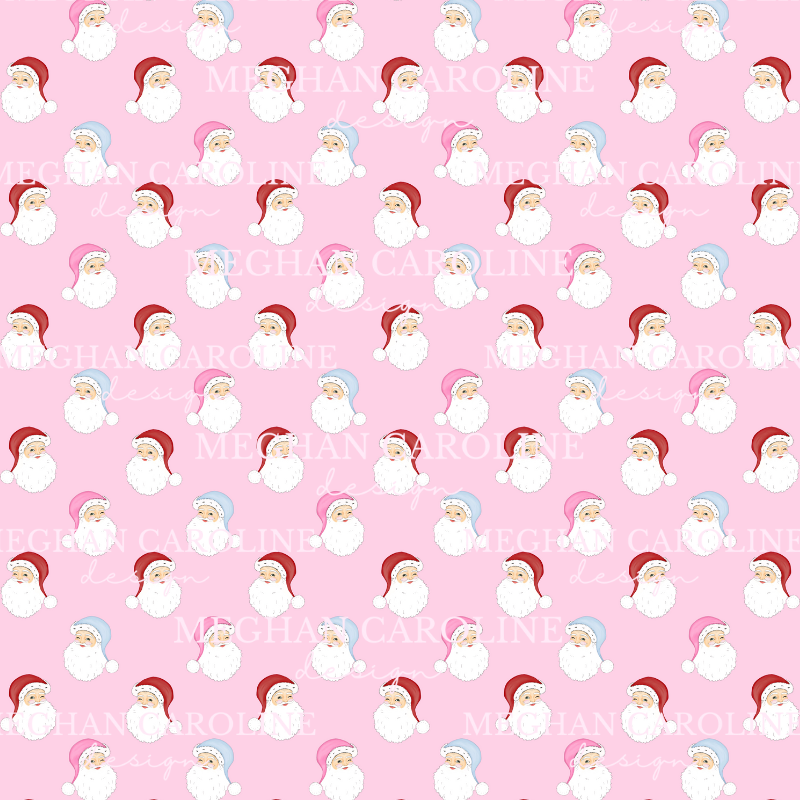 Santa with Red, Blue, & Pink Hat - Pink