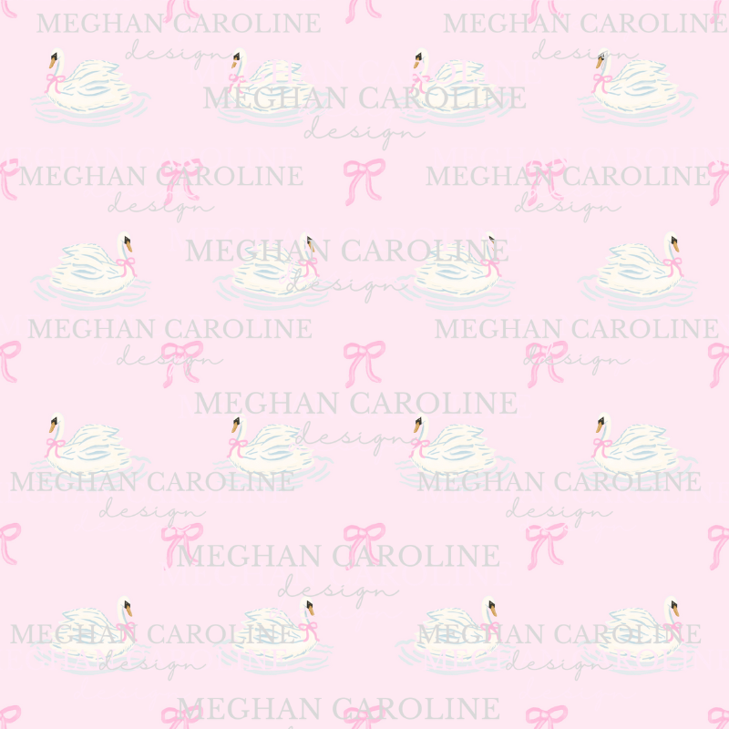 Blue Swans with Pink Bows - Pink