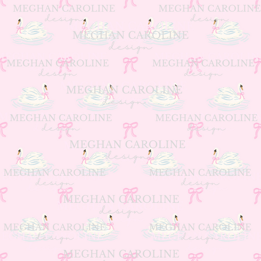 Blue Swans with Pink Bows - Pink