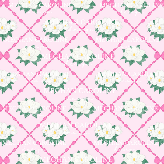 Magnolias with Hot Pink Bows - Pink