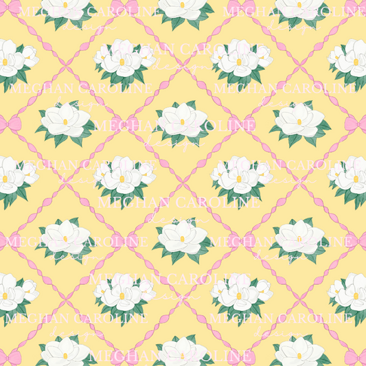 Magnolias with Pink Bows - Yellow