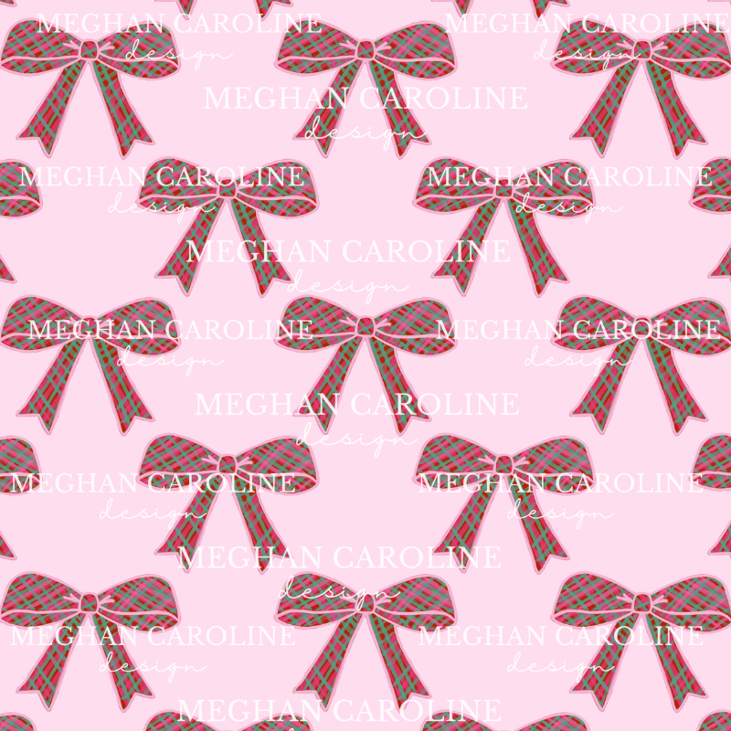Red Gingham Bow - Pink