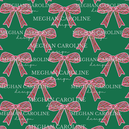 Red Gingham Bow - Green