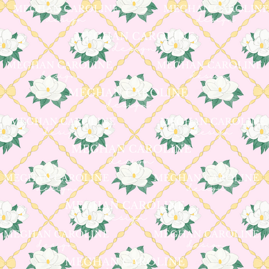 Magnolias with Yellow Bows - Pink