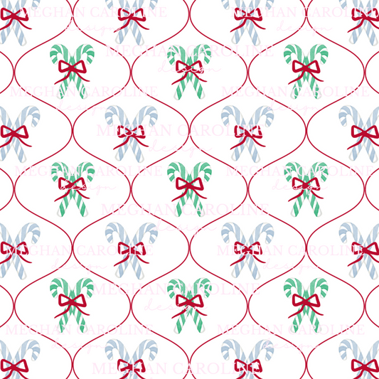Candy Canes - Blue & Green with Red Bows