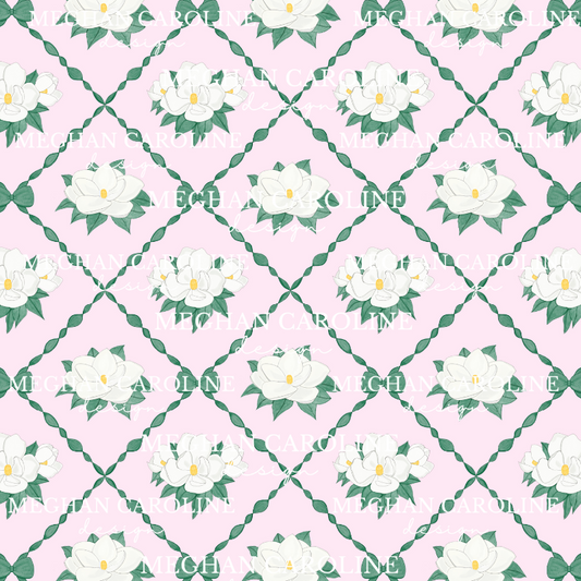 Magnolias with Green Bows - Pink