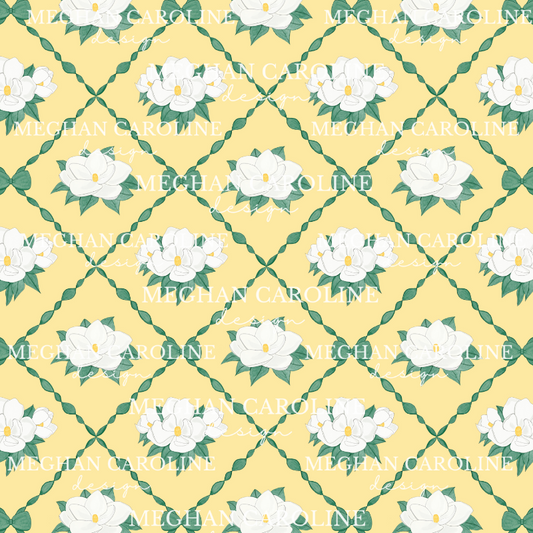 Magnolias with Green Bows - Yellow