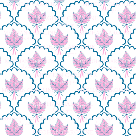 Palm Leaves with Bows - Pink + Navy