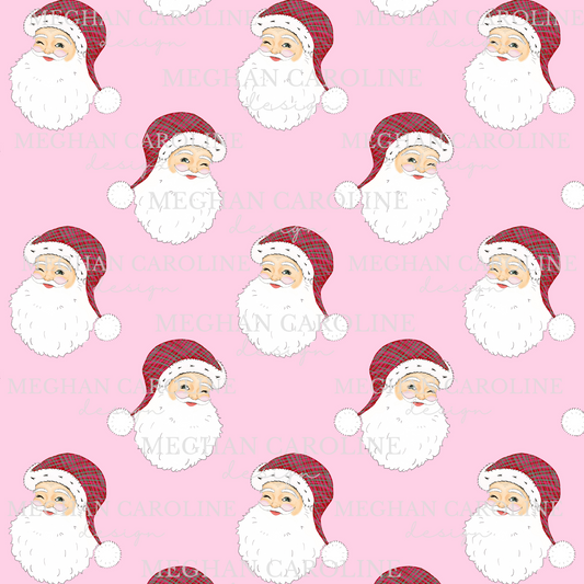 Santa with Red Gingham Hat - Pink