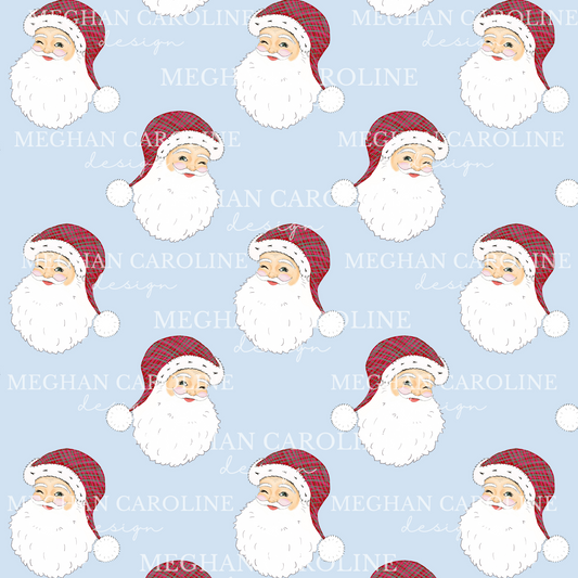 Santa with Red Gingham Hat - Blue