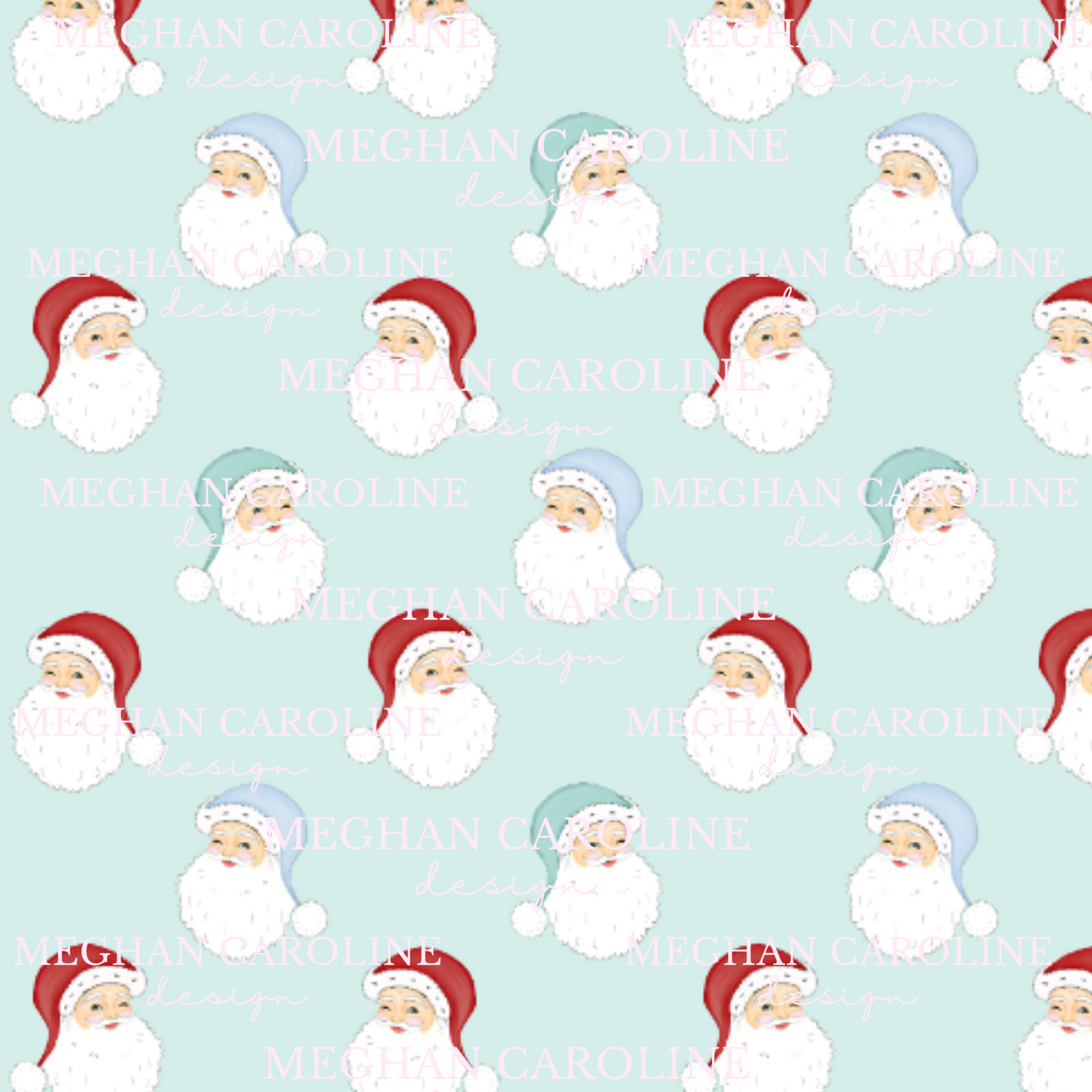 Santa with Red, Blue & Mint Hat - Mint