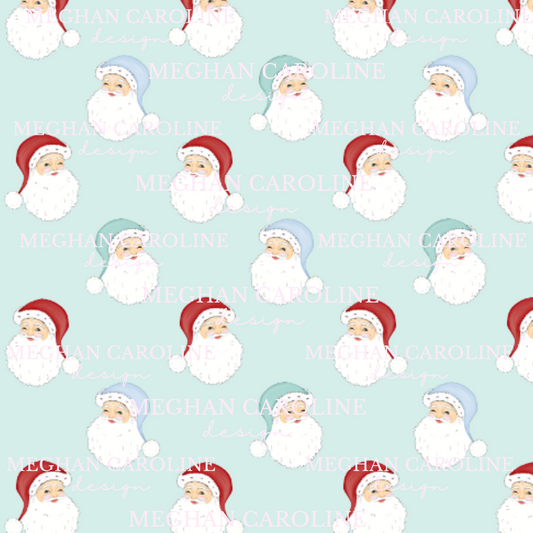 Santa with Red, Blue & Mint Hat - Mint