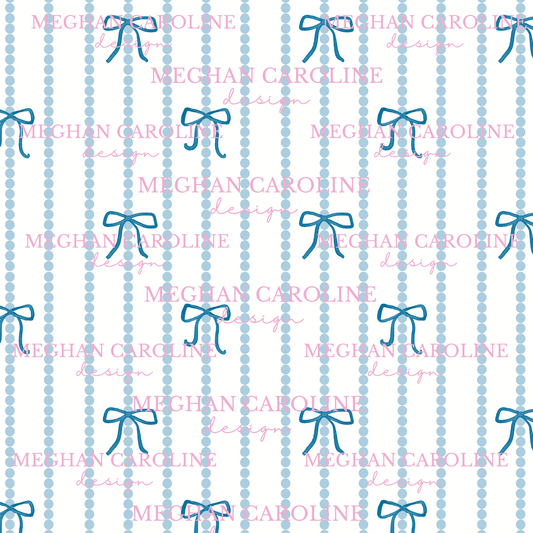 Navy Blue Bow - Blue Pearls