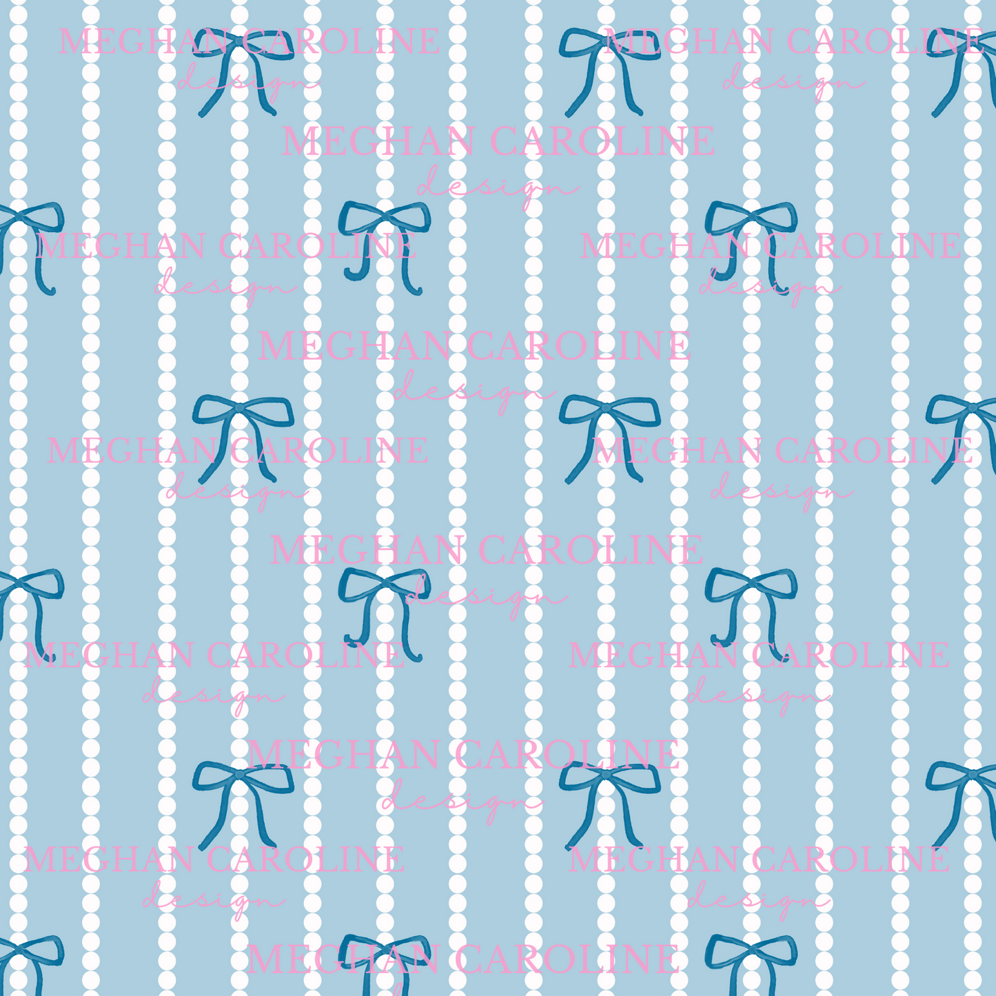 Navy Blue Bow - White Pearls