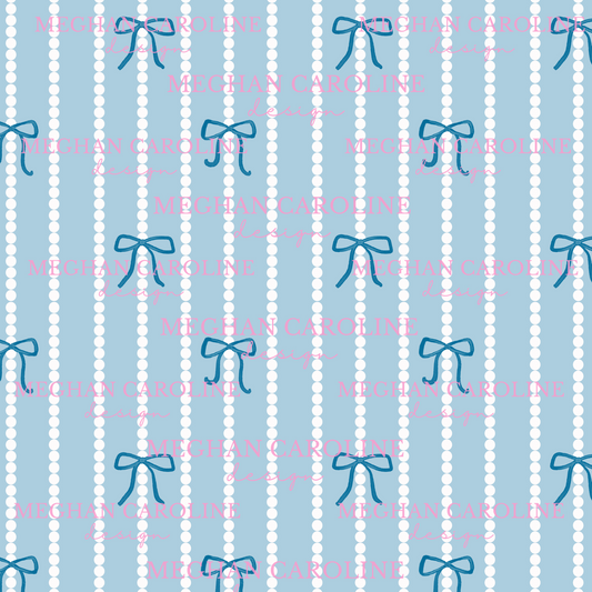 Navy Blue Bow - White Pearls